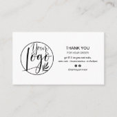 Moderne zwarte witte minimalistische logo bedankt visitekaartje (Voorkant)