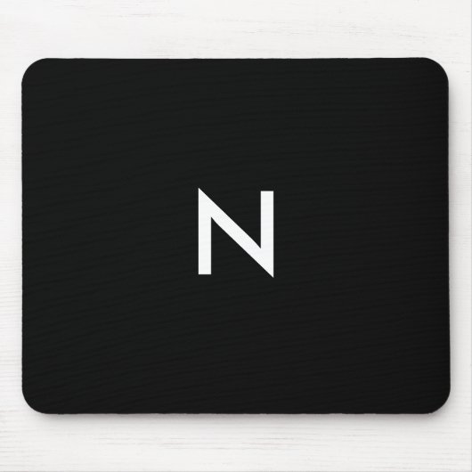 Moderne Zwarte Witte Minimalistische Monogram Begi Muismat (Voorkant)