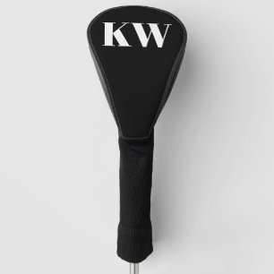 Moderne Zwarte Witte Monogram Beginletters Geperso Golfheadcover