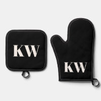 Moderne Zwarte Witte Monogram Beginletters Geperso