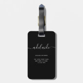 Moderne Zwarte Witte Monogram Chique Meisjesachtig Bagagelabel (Achterkant verticaal)