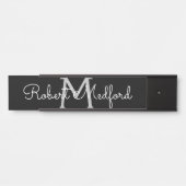 Moderne Zwarte & Witte Monogram Deur Naambord Deurbordje (Voorkant)