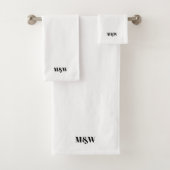 Moderne zwarte witte monogram elegant chic bad handdoek (Insitu)