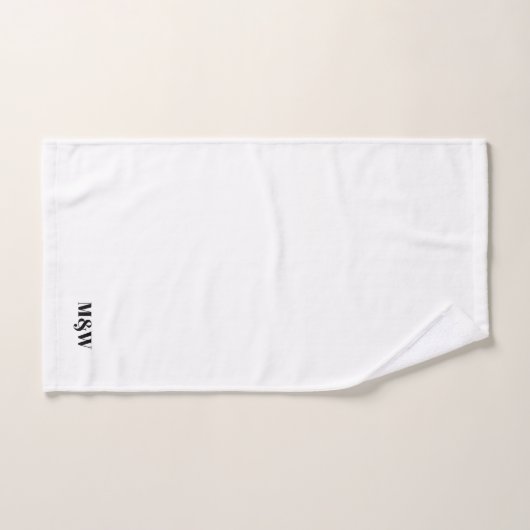 Moderne zwarte witte monogram elegant chic bad handdoek (Handdoek)