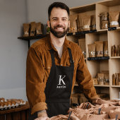 Moderne zwarte witte monogram, gepersonaliseerd schort