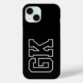 Moderne Zwarte Witte Monogram Initiaal Letters Case-Mate iPhone Case (Achterkant)