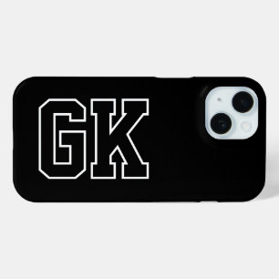 Moderne Zwarte Witte Monogram Initiaal Letters iPhone 15 Case