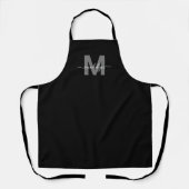 Moderne Zwarte Witte Monogram Initiaal Naam Schort (Voorkant)