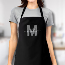 Moderne Zwarte Witte Monogram Initiaal Naam