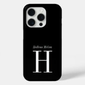 Moderne Zwarte Witte Monogram Naam Case-Mate iPhone Case (Achterkant)