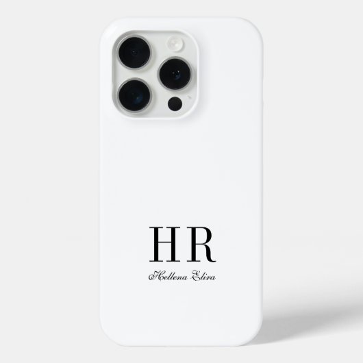 Moderne Zwarte Witte Monogram Naam Case-Mate iPhone Case (Achterkant)