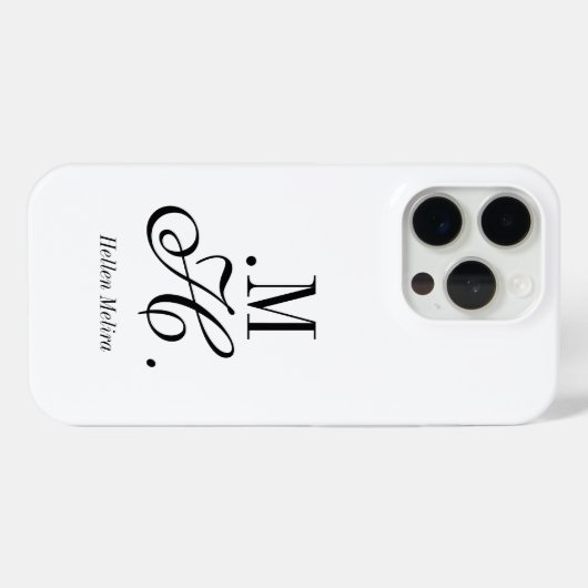 Moderne Zwarte Witte Monogram Naam Case-Mate iPhone Case (Achterkant (horizontaal))