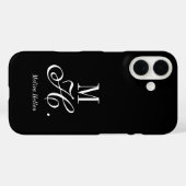 Moderne Zwarte Witte Monogram Naam Case-Mate iPhone Case (Achterkant (horizontaal))