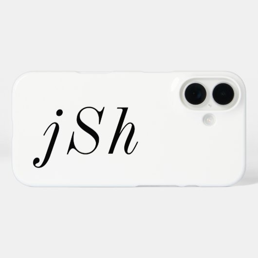 Moderne Zwarte Witte Monogram Naam Case-Mate iPhone Case (Achterkant (horizontaal))