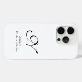 Moderne Zwarte Witte Monogram Naam Case-Mate iPhone Case (Achterkant (horizontaal))