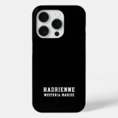 Moderne Zwarte Witte Monogram Naam Case-Mate iPhone Case (Achterkant)