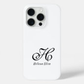 Moderne Zwarte Witte Monogram Naam Case-Mate iPhone Case (Achterkant)