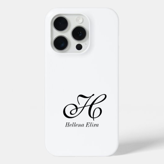Moderne Zwarte Witte Monogram Naam Case-Mate iPhone Case (Achterkant)