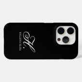 Moderne Zwarte Witte Monogram Naam Case-Mate iPhone Case (Achterkant (horizontaal))