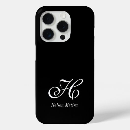 Moderne Zwarte Witte Monogram Naam Case-Mate iPhone Case (Achterkant)