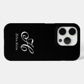Moderne Zwarte Witte Monogram Naam Case-Mate iPhone Case (Achterkant (horizontaal))