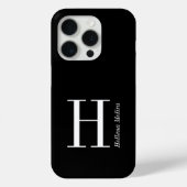 Moderne Zwarte Witte Monogram Naam Case-Mate iPhone Case (Achterkant)