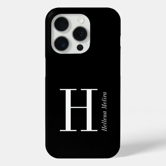 Moderne Zwarte Witte Monogram Naam Case-Mate iPhone Case (Achterkant)