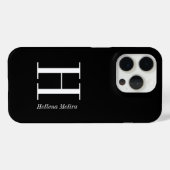 Moderne Zwarte Witte Monogram Naam Case-Mate iPhone Case (Achterkant (horizontaal))