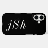 Moderne Zwarte Witte Monogram Naam Case-Mate iPhone Case (Achterkant (horizontaal))