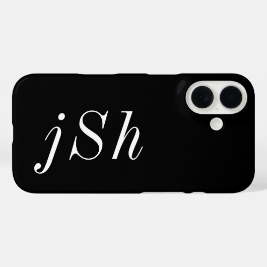 Moderne Zwarte Witte Monogram Naam Case-Mate iPhone Case (Achterkant (horizontaal))