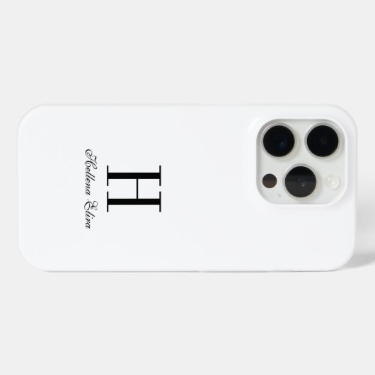 Moderne Zwarte Witte Monogram Naam Case-Mate iPhone Case (Achterkant (horizontaal))
