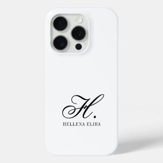 Moderne Zwarte Witte Monogram Naam Case-Mate iPhone Case (Achterkant)