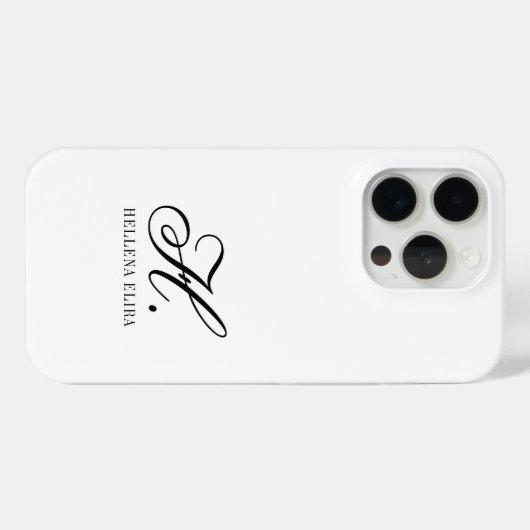 Moderne Zwarte Witte Monogram Naam Case-Mate iPhone Case (Achterkant (horizontaal))