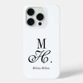 Moderne Zwarte Witte Monogram Naam Case-Mate iPhone Case (Achterkant)
