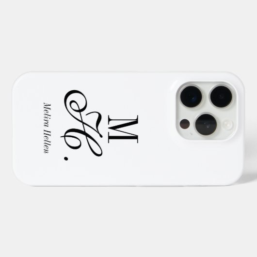 Moderne Zwarte Witte Monogram Naam Case-Mate iPhone Case (Achterkant (horizontaal))