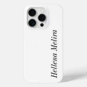 Moderne Zwarte Witte Monogram Naam iPhone 15 Pro Case