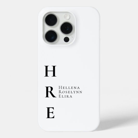 Moderne Zwarte Witte Monogram Naam Case-Mate iPhone Case (Achterkant)