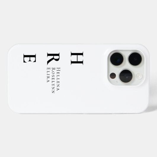 Moderne Zwarte Witte Monogram Naam Case-Mate iPhone Case (Achterkant (horizontaal))