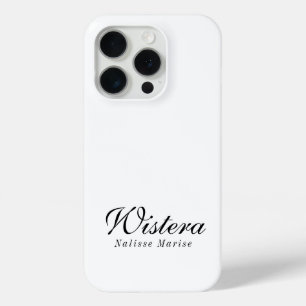 Moderne Zwarte Witte Monogram Naam iPhone 15 Pro Case