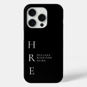 Moderne Zwarte Witte Monogram Naam Case-Mate iPhone Case (Achterkant)