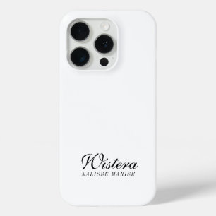 Moderne Zwarte Witte Monogram Naam iPhone 15 Pro Case