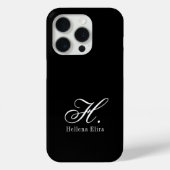 Moderne Zwarte Witte Monogram Naam Case-Mate iPhone Case (Achterkant)