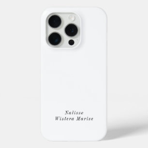Moderne Zwarte Witte Monogram Naam iPhone 15 Pro Case