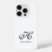 Moderne Zwarte Witte Monogram Naam Case-Mate iPhone Case (Achterkant)