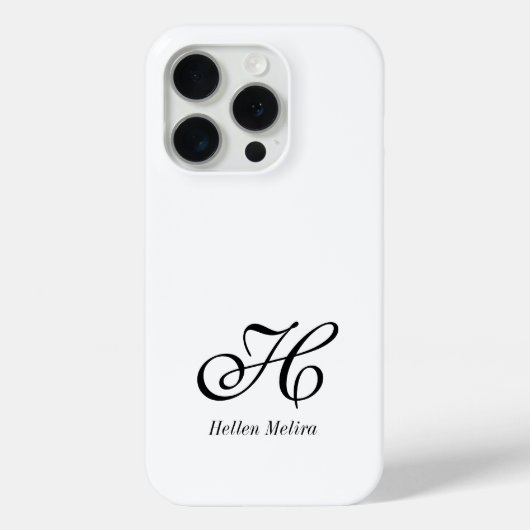 Moderne Zwarte Witte Monogram Naam Case-Mate iPhone Case (Achterkant)