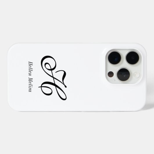 Moderne Zwarte Witte Monogram Naam Case-Mate iPhone Case (Achterkant (horizontaal))