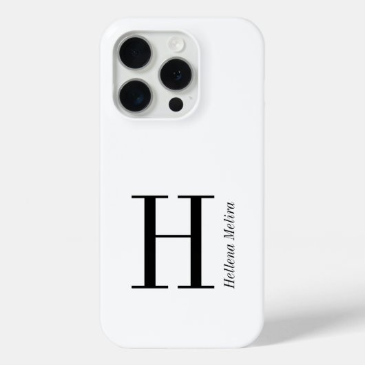 Moderne Zwarte Witte Monogram Naam Case-Mate iPhone Case (Achterkant)