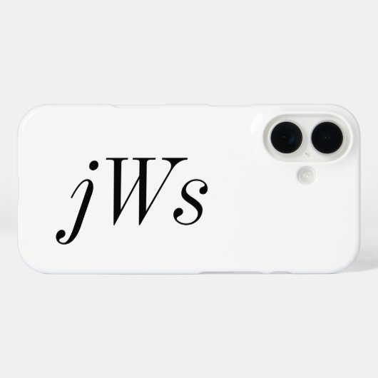 Moderne Zwarte Witte Monogram Naam Case-Mate iPhone Case (Achterkant (horizontaal))