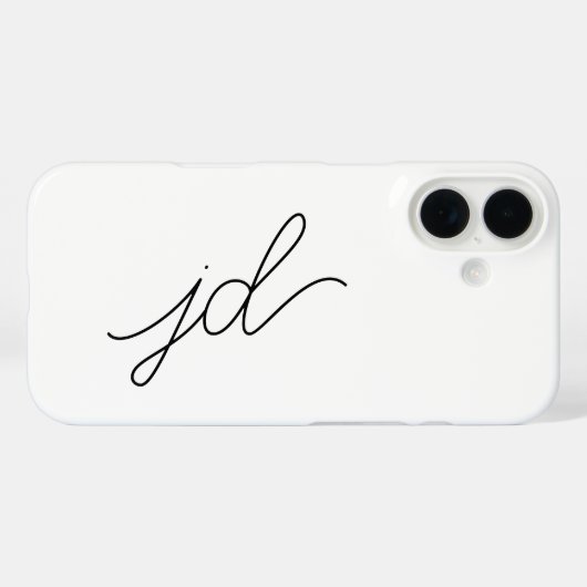 Moderne Zwarte Witte Monogram Naam Case-Mate iPhone Case (Achterkant (horizontaal))