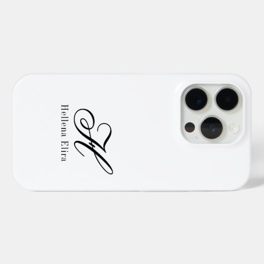 Moderne Zwarte Witte Monogram Naam Case-Mate iPhone Case (Achterkant (horizontaal))